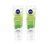 NIVEA Masque 1 Minute Skin Detox + Purifiant (2x75 ml), Masque visage enrichi en Argile Blanche & extrait de Magnolia, soin visage femme pour tous types de peaux