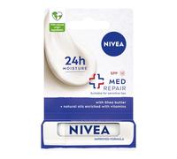 NIVEA Med Repair Rouge à lèvres hydratant au beurre de karité, huiles de soins et vitamines SPF 15; 4,8 g