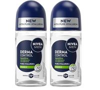 NIVEA MEN - Bille Masculin Derma Control Sensitive - Déodorant Homme 72H Anti-Transpirant Aisselles - Acide Hyaluronique - Anti-Irritations - 0% Alcool - Peaux Sensibles - Protection Active - 50 ml