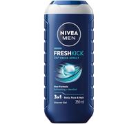 NIVEA MEN Cool Kick Fresh Effect Douche Shampooing en lot de 6 x 250 ml Savon pour homme pour le corps, le visage et les cheveux Shampooing Homme au parfum Menthol