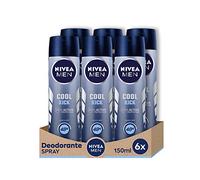 NIVEA Men Cool Kick Spray déodorant en lot de 6 x 150 ml Déodorant pour homme avec formule Cool-Care Déodorant anti-transpirant pour 48 h de fraîcheur intense