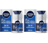 NIVEA MEN Crème de Jour DNAge (1 x 50 ml), Crème visage anti-âge avec Acide Hyaluronique et Créatine, Soin homme hydratant à la protection solaire FPS 15 (Lot de 2)