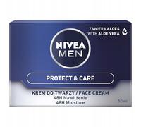 NIVEA Men Crème Hydratante Protect & Care pour Visage avec Aloe Vera, 48H Hydratation, 50ml, Sans Alcool, Pour Peau Sensible