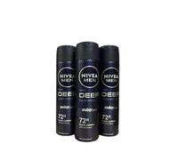 Nivea Men Deep Black Carbon Dark Wood Lot de 3 déodorants en spray anti-transpirant 150 ml