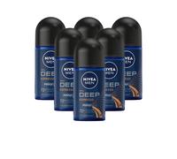 Nivea Men Deep Espresso Roll-On Deodorant Long-Lasting Fresh 72H Protect 6-Pack