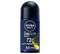 NIVEA MEN Deep Sport Déodorant roll-on 50 ml, déodorant pour homme, enrichi au charbon actif pour 72h de protection, déodorant roll-on anti-transpirant pour le sport