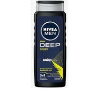 NIVEA Men Deep Sport Gel douche 3 en 1 pour le corps, le visage et les cheveux - 500 ml Nettoyant multi-usage avec parfum rafraîchissant énergisant - Solution de douche tout en un pour les styles de