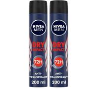 NIVEA MEN Déodorant Spray Dry Impact (1 x 200 ml), déodorant homme protection efficace 72 h, anti-transpirant aisselles testé et approuvé dans les situations du quotidien (Lot de 2)