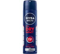 NIVEA MEN Dry Impact Déodorant en spray, anti-transpirant pour 72 h, protection fiable contre la transpiration et les odeurs, déodorant antibactérien sans alcool éthylique (150 ml)