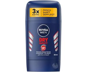 NIVEA MEN Dry Impact Déodorant en stick 50 ml anti-transpirant pour une sensation sèche sur la peau, avec formule de protection contre la transpiration 48h et 2 agents antibactériens