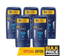 Nivea Men Fresh Active Stick Déodorant Alu-Free 48H Protection Quick Dry 5-Pack