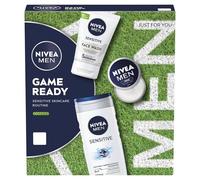 NIVEA MEN Game Ready Coffret cadeau (3 produits), soin de la peau pour homme avec gel douche, nettoyant visage et crème hydratante, parfait comme cadeau de Noël ou d'anniversaire