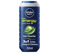 NIVEA MEN Gel Douche Energy (1 x 250 ml) - Soin lavant enrichi en extrait de menthe vivifiante - Gel douche homme 3 EN 1 - Soin nettoyant Corps Visage & Cheveux Vivifiant Effet Fraîcheur 24H