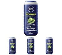 NIVEA MEN Gel Douche Energy (1 x 500 ml) - Soin lavant enrichi en extrait de menthe vivifiante - Gel douche homme 3 EN 1 - Soin nettoyant Corps Visage & Cheveux Vivifiant Effet Fraîcheur 24H