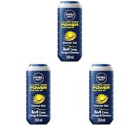 NIVEA MEN Gel douche Réveil Express Power (1 x 250 ml) - Soin lavant vivifiant enrichi en Infusion d'Agrumes - Gel douche homme 3 EN 1 - Soin nettoyant Corps Visage & Cheveux Effet Frais 24H