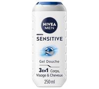 Nivea Men Gel douche Sensitive – Extrait de bambou, 3 en 1 Corps/Visage/Cheveux – 250 ml