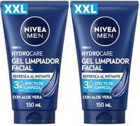 NIVEA MEN - Gel Nettoyant Visage Quotidien - Peau Rafraîchie Instantanément - Hydrocare - XXL - Aloe Vera & Pro-Vitamin B5-3 Effets Nettoyants - Non Desséchant - Élimine l'Excès de Sébum - 150 ml