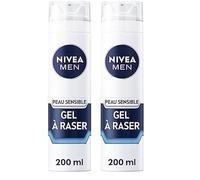 NIVEA MEN Peau Sensible Gel à Raser (1 x 200 ml), crème de rasage enrichie en camomille et en hamamélis, soin rasage 0% alcool pour homme à la peau sensible (Lot de 2)