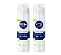 NIVEA MEN Peau Sensible Mousse à Raser (2 x 200 ml), Crème de rasage enrichie en Camomille et en Hamamélis, Soin rasage avec technologie Ultra Glide