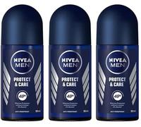 NIVEA MEN Protect & Care Lot de 3 déodorants roll-on anti-transpirants pour homme, 50 ml, avec 0 % d'alcool, avec complexe NIVEA Men Care, régule la transpiration pendant 48 h