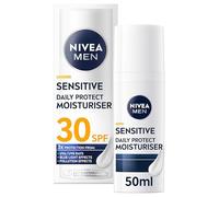 NIVEA MEN Sensitive Daily Protect Crème hydratante SPF 30 pour homme Convient aux peaux sensibles Crème légère avec protection UV Formule non grasse 50 ml