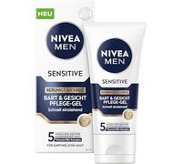 NIVEA MEN Sensitive Gel de soin pour barbe et visage à absorption rapide pour la peau sensible des hommes, soin apaisant du visage pour soulager les irritations de la peau (50 ml)
