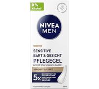 NIVEA MEN Sensitive Gel de soin pour barbe et visage à absorption rapide pour la peau sensible des hommes, soin apaisant du visage pour soulager les irritations de la peau (50 ml)
