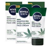 Nivea Men Sensitive Pro Lot de 3 flacons de 75 ml de crème visage pour homme Formule végétalienne ultra calmant à l'huile de graines de chanvre et à la vitamine E Texture hydratante et anti-stress à