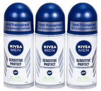 Nivea Men Sensitive Protect Lot de 3 déodorants roll-on anti-transpirants 50 ml