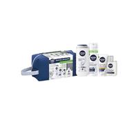 NIVEA MEN Trousse Sensitive Homme, Routine Apaisante pour Peaux Sensibles | Gel douche 5-en-1 (250 ml), mousse à raser (200 ml), baume après-rasage (100 ml) et soin visage SPF 15 (75 ml)