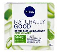 NIVEA NATURALLY GOOD Crème de jour hydratante 50 ml Crème visage rafraîchissante pour peaux normales et mixtes, Crème hydratante à l'aloe vera bio, huile de jojoba et amandes