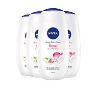 Nivea NIVEA Indulgent Moisture Rose Lot de 4 crèmes de douche (4 x 250 ml), gel douche hydratant au lait d'amande, nettoyant pour le corps luxueux pour femme, nettoyant pour le corps à l'huile d'argan
