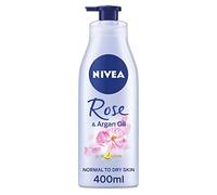NIVEA Oil In Lotion à l'huile de rose et d'argan (400 ml, lot de 6), lotion corporelle réparatrice à l'huile de rose et d'argan, crème hydratante intense avec formule hydratante