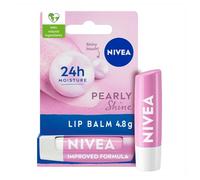 NIVEA Pearly Shine Baume à lèvres (4,8 g), beurre de karité, huiles naturelles et vitamines, hydrate 24 h et un toucher brillant glamour, soin des lèvres nourrissant