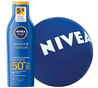 Nivea Protect & Moisture SPF50 Lotion solaire résistante à l'eau + ballon de plage gonflable, protection UVA/UVB, vitamine E, panthénol
