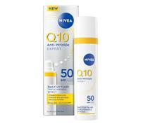 NIVEA Q10 Anti-Rides Expert Daily UV Visage Fluide SPF 50 40 ml, Crème Anti-âge avec Haute Protection UVA/UVB pour prévenir les rides, Crème Solaire avec Finition Mat Idéal pour les Peaux Grasses