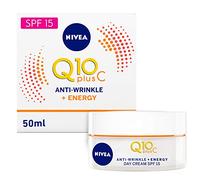 NIVEA Q10 Crème de jour anti-rides Energy Boost SPF 15 (50 ml), crème hydratante anti-rides à absorption rapide avec vitamine C, crème de jour pour une peau éclatante immédiatement rafraîchie et saine