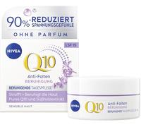 NIVEA Q10 Crème de jour sans parfum avec SPF 15, soin raffermissant du visage à l'extrait de réglisse pour peaux sensibles, Q10 anti-rides apaisant (50 ml)