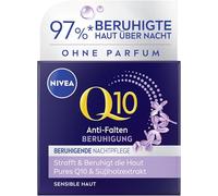 NIVEA Q10 Crème de nuit hydratante à base de Q10 pur et extrait de réglisse, soin du visage sans parfum pour peaux sensibles, crème apaisante anti-rides 50 ml