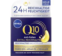NIVEA Q10 Crème de nuit raffermissante pour le visage avec Q10, huile d'argan bio et squalane, crème pour le visage pour peaux très sèches, Q10 anti-rides extra riche, soin de nuit riche (50 ml)