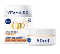 NIVEA Q10 Energy Soin de Jour FPS15 (1x50 ml), crème anti rides enrichie en Q10 pur & Vitamine C, crème anti-âge pour un teint éclatant, soin visage énergisant pour peaux ternes et fatiguées