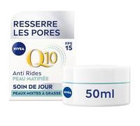 NIVEA Q10 Pores Resserrés Soin de Jour FPS15 (1x50 ml), crème anti rides enrichie en Q10 Pur, crème anti-âge & anti brillance, soin visage matifiant peaux mixtes à grasses