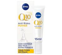 NIVEA Q10 Power Soin Contour des Yeux (1x15 ml), crème anti rides yeux enrichie en Q10 pur & Acide Hyaluronique, soin anti-âge anti-cernes booster de collagène, crème hydratante tous types de peaux