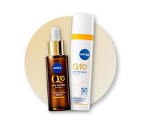 NIVEA Q10 Routine Anti-Âge Visage Sérum + Fluide Anti-UV SPF50 | Routine Anti-Âge Sérum Double Action 30 ml + Fluide SPF50 40ml, anti-rides, protéger, Q10