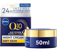 NIVEA Q10 Soin de nuit anti-rides pour peaux sèches avec coenzyme Q10 et huile d'argan bio, soin du visage hydratant anti-rides Q10 Power extra riche (50 ml)