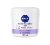NIVEA REPAIR & CARE Baume Réparateur Visage, Corps & Mains Peaux Sèches & Sensibles (1 x 400 ml), Crème à la glycérine & panthénol anti-démangeaison, Soin corps hydratant non parfumé 72H