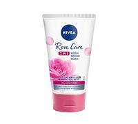 NIVEA Rose Care Lavage, gommage et masque 3 en 1 (150 ml), gommage tout en un pour le visage et masque facial avec argile minérale, acide hyaluronique et eau de rose biologique
