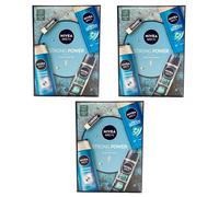 Nivea Set de Cadeau 3 X Puissant 4-teilig Douche - Labello - Shampooing -