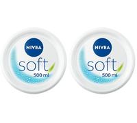 NIVEA Soft Crème de soin hydratante (1 x 500 ml), Pot de crème pour le corps à l’hydratation intense, Soin corporel contenant de l’huile de jojoba et de la vitamine E (Lot de 2)