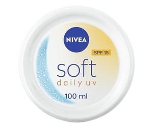 NIVEA Soft Daily UV SPF15 Crème hydratante 48H pour le visage, le corps et les mains avec vitamine E et huile de jojoba, crème pour les mains avec facteur 15 de protection solaire hydratante en